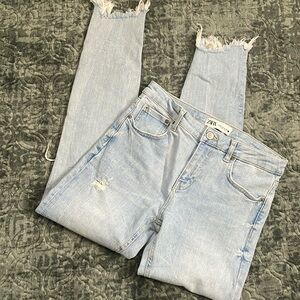 Zara Distressed Raw Hem Skinny Jeans